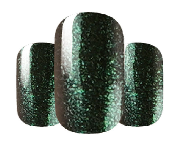 image showing the dark green shimmery nail wraps up close