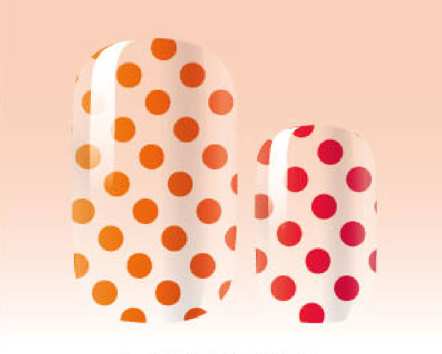 Image shows colourful polka dots on a clear base