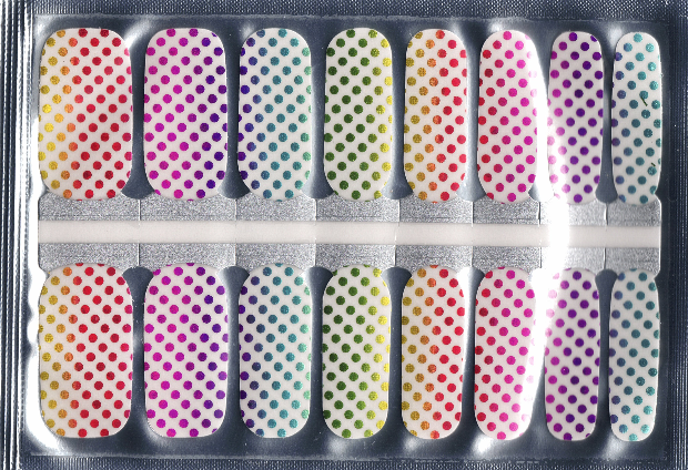 16 strips of rainbow dots nail wraps